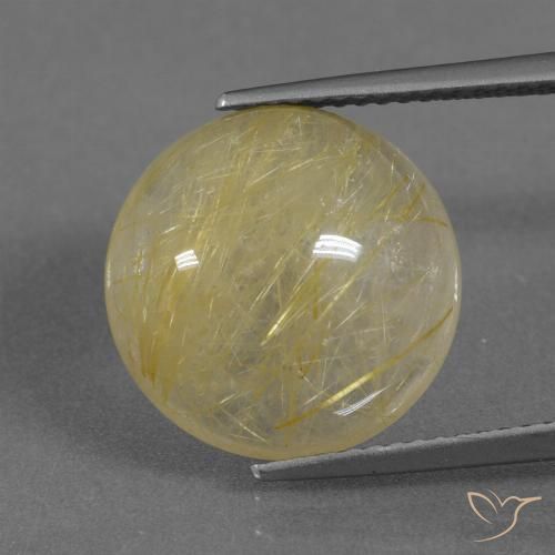 Cuarzo rutilo Amarillo toscana natural de 9.58 ct, Redondo, Transparente