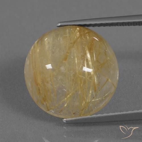 9.41ct Natural Amarillo dorado Cuarzo rutilo, Redondo, Translúcido
