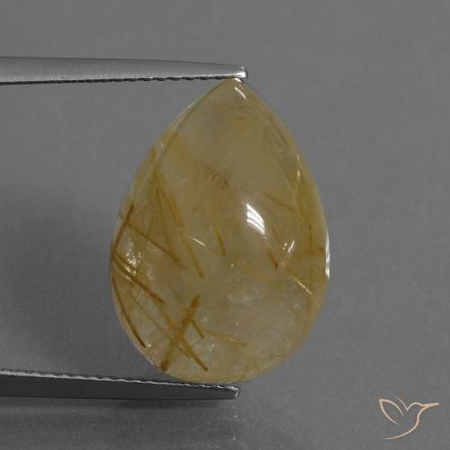 13.43ct Natural Marrón-dorado muy claro Cuarzo rutilo, En forma de pera, Transparente