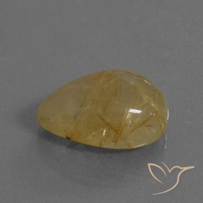 Cuarzo rutilo Marrón-dorado muy claro natural de 13.43 ct, En forma de pera, Transparente