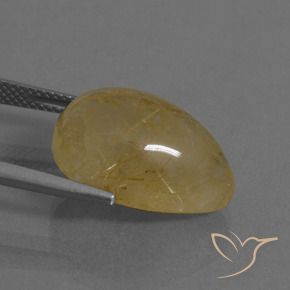 Cuarzo rutilo Marrón-dorado muy claro natural de 13.43 ct, En forma de pera, Transparente