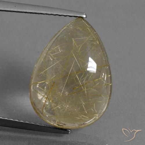 10.12ct Natural Amarillo pálido Cuarzo rutilo, En forma de pera, Transparente