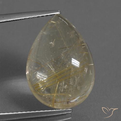 12.09ct Natural Amarillo claro Cuarzo rutilo, En forma de pera, Transparente