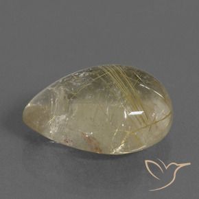 Cuarzo rutilo Amarillo claro natural de 12.09 ct, En forma de pera, Transparente