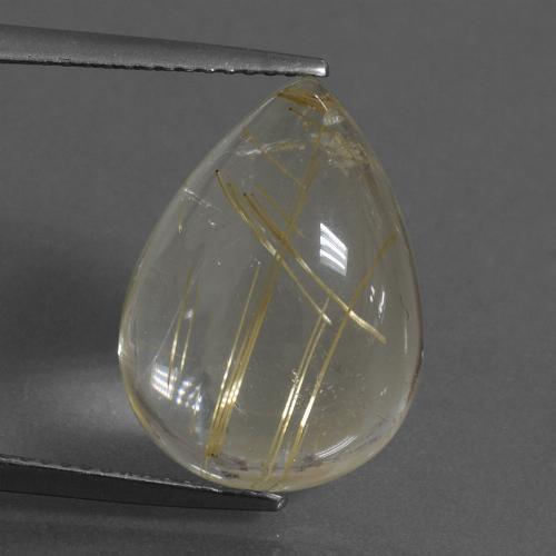 Cuarzo rutilo Amarillo terroso natural de 10.21 ct, En forma de pera, Transparente
