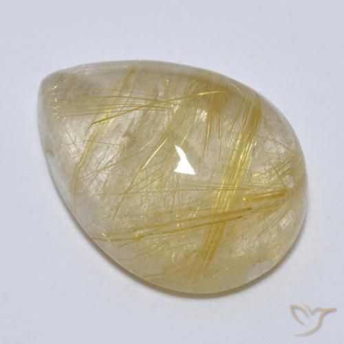 Cuarzo rutilo Amarillo medio natural de 7.56 ct, En forma de pera, Transparente