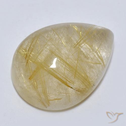 Cuarzo rutilo Amarillo medio natural de 7.56 ct, En forma de pera, Transparente