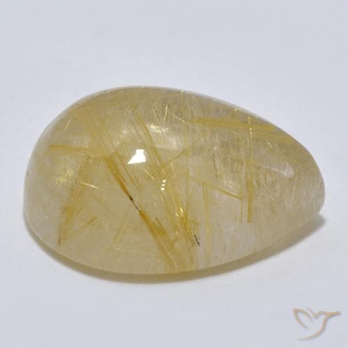 Cuarzo rutilo Amarillo medio natural de 7.56 ct, En forma de pera, Transparente