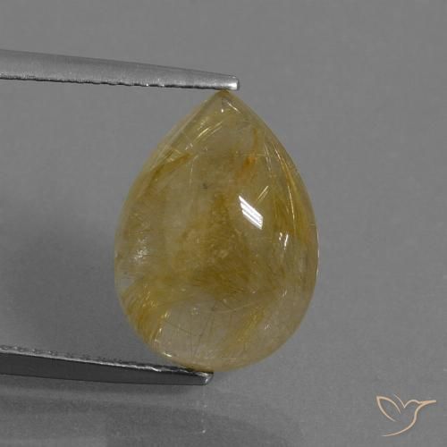 7.53ct Natural Amarillo cálido Cuarzo rutilo, En forma de pera, Translúcido
