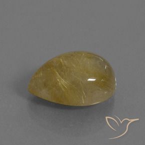 Cuarzo rutilo Amarillo cálido natural de 7.53 ct, En forma de pera, Translúcido