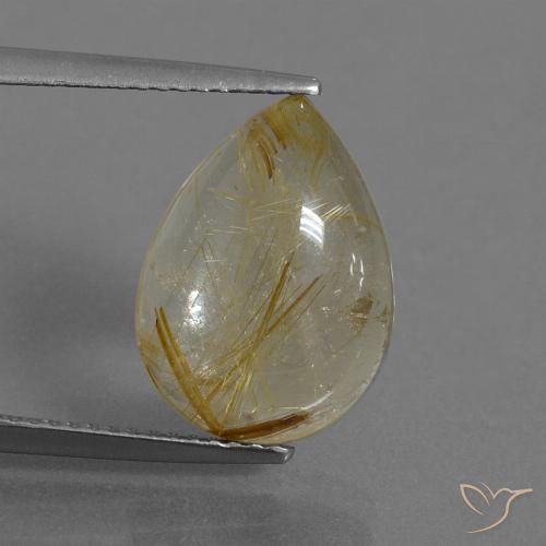 Cuarzo rutilo Amarillo terroso natural de 5.72 ct, En forma de pera, Transparente