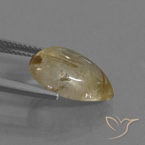 Cuarzo rutilo Amarillo terroso natural de 5.72 ct, En forma de pera, Transparente