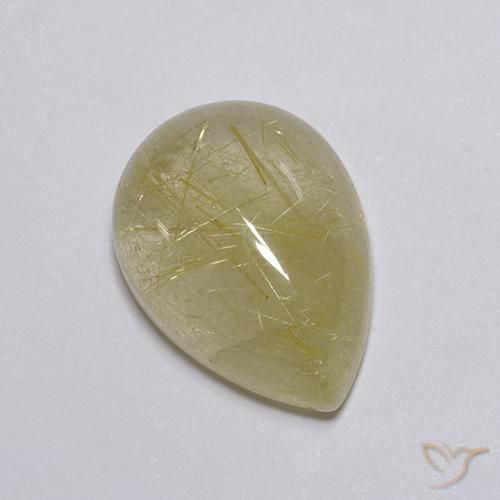 Cuarzo rutilo Amarillo claro natural de 8.03 ct, En forma de pera, Transparente