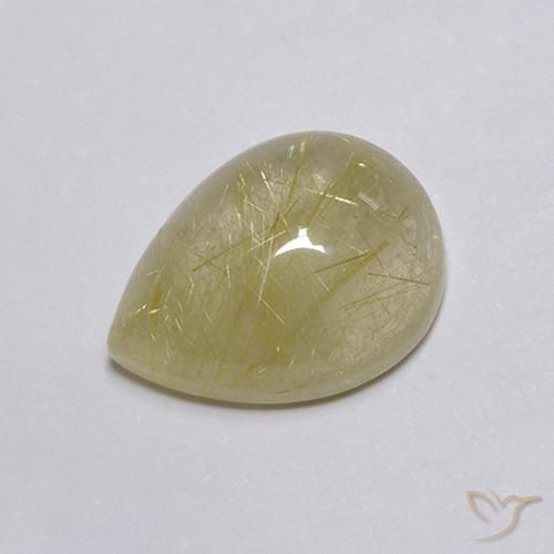 Cuarzo rutilo Amarillo claro natural de 8.03 ct, En forma de pera, Transparente