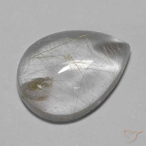 Cuarzo rutilo Amarillo claro natural de 7.43 ct, En forma de pera, Transparente