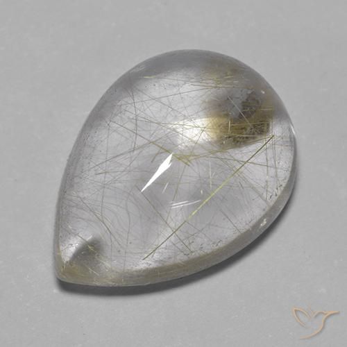 Cuarzo rutilo Amarillo claro natural de 7.43 ct, En forma de pera, Transparente