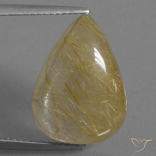 10.92ct Natural Marrón-dorado muy claro Cuarzo rutilo, En forma de pera, Transparente, Photo A