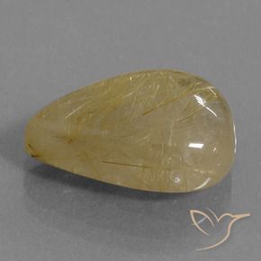 Cuarzo rutilo Marrón-dorado muy claro natural de 10.92 ct, En forma de pera, Transparente
