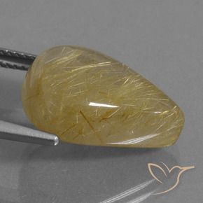 Cuarzo rutilo Marrón-dorado muy claro natural de 10.92 ct, En forma de pera, Transparente