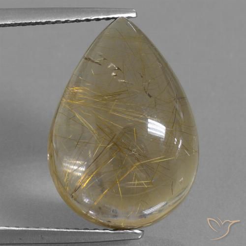 12.87ct Natural Marrón-dorado muy claro Cuarzo rutilo, En forma de pera, Transparente