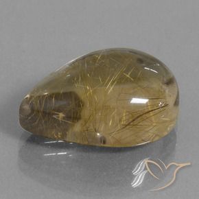 Cuarzo rutilo Marrón-dorado muy claro natural de 12.87 ct, En forma de pera, Transparente