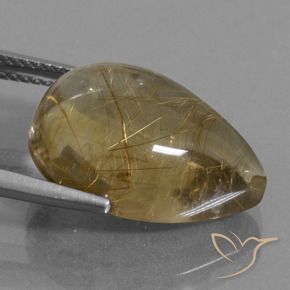 Cuarzo rutilo Marrón-dorado muy claro natural de 12.87 ct, En forma de pera, Transparente