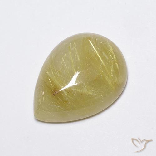 Cuarzo rutilo Amarillo terroso claro natural de 7.45 ct, En forma de pera, Translúcido