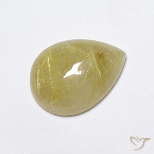 Cuarzo rutilo Amarillo terroso claro natural de 7.45 ct, En forma de pera, Translúcido