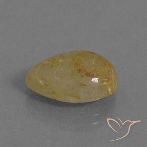 Cuarzo rutilo Amarillo dijón natural de 6.94 ct, En forma de pera, Translúcido