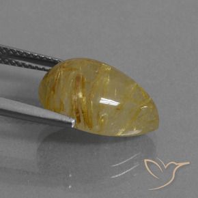 Cuarzo rutilo Amarillo dijón natural de 6.94 ct, En forma de pera, Translúcido
