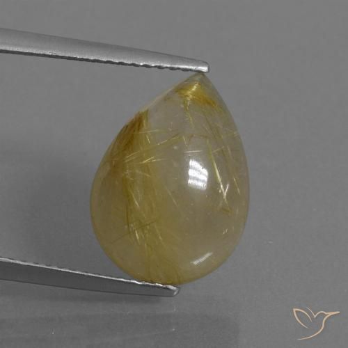 7.25ct Natural Amarillo cálido Cuarzo rutilo, En forma de pera, Translúcido