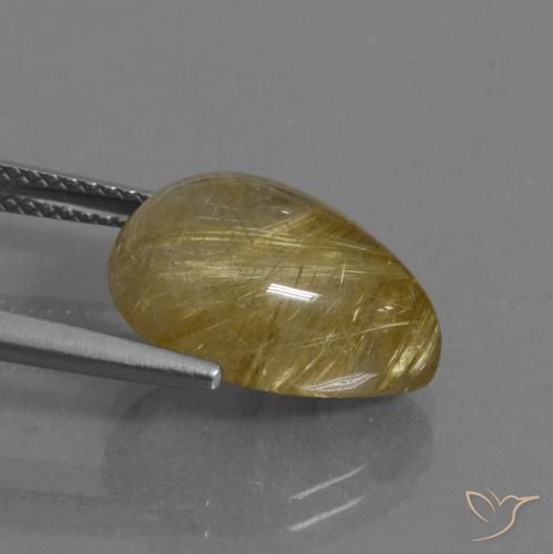 Cuarzo rutilo Marrón-dorado muy claro natural de 7.54 ct, En forma de pera, Transparente