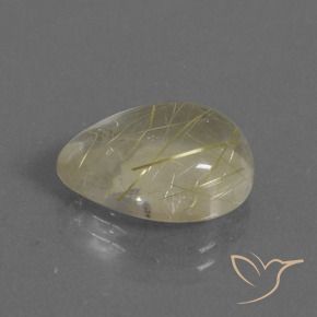 Cuarzo rutilo Amarillo claro natural de 7.67 ct, En forma de pera, Transparente