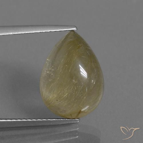 7.41ct Natural Marrón-dorado muy claro Cuarzo rutilo, En forma de pera, Transparente
