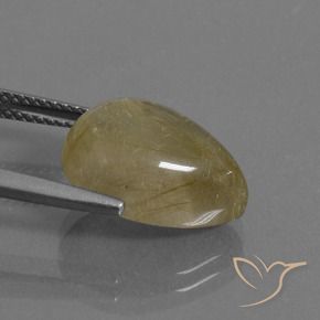 Cuarzo rutilo Marrón-dorado muy claro natural de 7.41 ct, En forma de pera, Transparente
