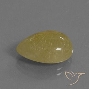 Cuarzo rutilo Dorado medio natural de 6.72 ct, En forma de pera, Translúcido