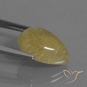 Cuarzo rutilo Dorado medio natural de 6.72 ct, En forma de pera, Translúcido