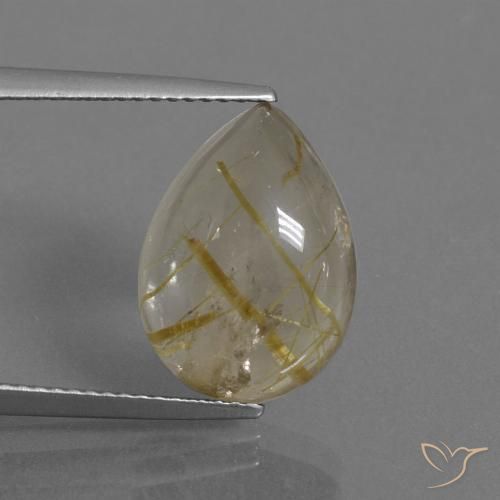 6.86ct Natural Marrón-dorado muy claro Cuarzo rutilo, En forma de pera, Transparente