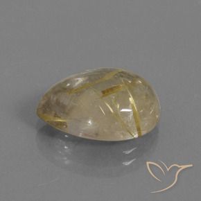 Cuarzo rutilo Marrón-dorado muy claro natural de 6.86 ct, En forma de pera, Transparente