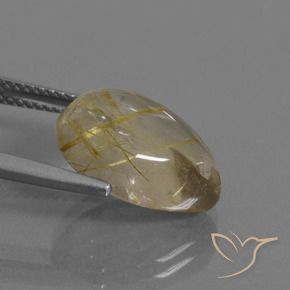 Cuarzo rutilo Marrón-dorado muy claro natural de 6.86 ct, En forma de pera, Transparente