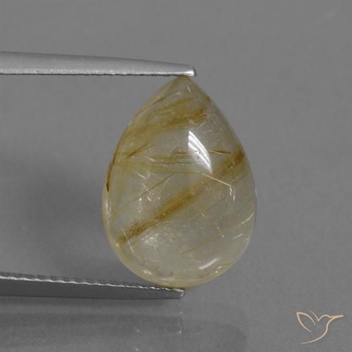 6.12ct Natural Marrón-dorado muy claro Cuarzo rutilo, En forma de pera, Transparente