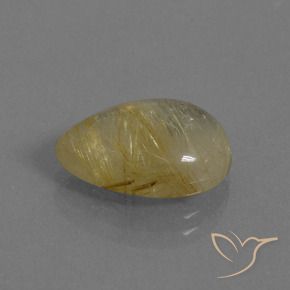 Cuarzo rutilo Marrón-dorado muy claro natural de 6.12 ct, En forma de pera, Transparente