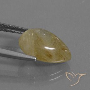 Cuarzo rutilo Marrón-dorado muy claro natural de 6.12 ct, En forma de pera, Transparente
