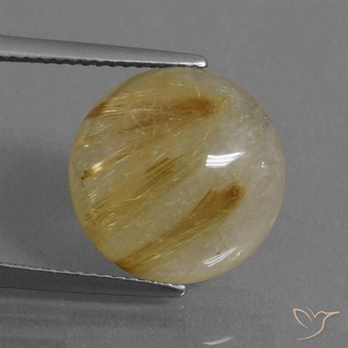 7.53ct Natural Amarillo medio Cuarzo rutilo, Redondo, Transparente