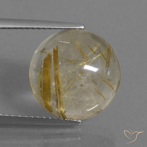 8.00ct Natural Marrón-dorado muy claro Cuarzo rutilo, Redondo, Transparente