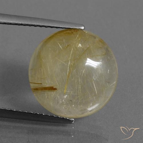 7.33ct Natural Marrón-dorado muy claro Cuarzo rutilo, Redondo, Transparente