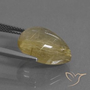 Cuarzo rutilo Marrón-dorado muy claro natural de 9.50 ct, En forma de pera, Transparente