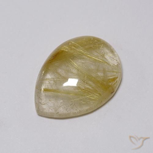 Cuarzo rutilo Marrón-dorado muy claro natural de 7.58 ct, En forma de pera, Transparente
