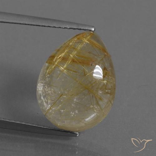 11.11ct Natural Marrón-dorado muy claro Cuarzo rutilo, En forma de pera, Transparente