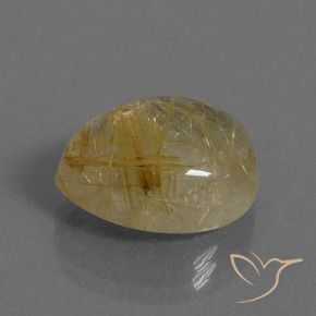 Cuarzo rutilo Marrón-dorado muy claro natural de 11.11 ct, En forma de pera, Transparente